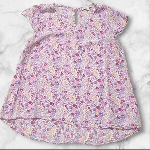 Rose & Thyme Sleeveless Floral Blouse Shirt Top Size Small (S) E36